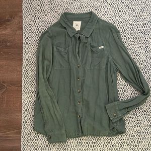 Ripcurl Green button up shirt embroidered